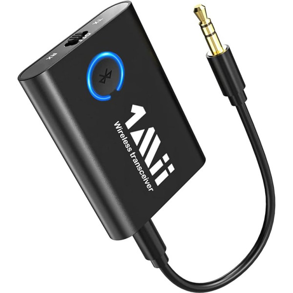 1Mii Bluetooth 5.3 adapteris televizoram ar austiņām, 2-in-1 raidītāja uztvērējs, aptX adaptīvais un HD bezvadu audio raidītāja uztvērējs Jack 3.5 stereo sistēmai lidmašīna MP3 - atjaunināts