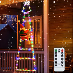 Ulikey LED Santa Claus Ladder Fairy Lights, 8 Modes LED Christmas Lighting with Remote Controls, Santa Climbing Ladder, LED Christmas Decoration for Outdoor and Indoor Hanging Decoration (Coloured