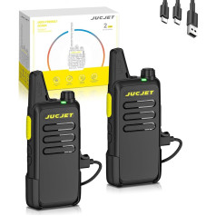 JUCJET The Updated T20D Walkie Talkie 16 kanāli abos virzienos, PMR446 radiostacija ar trokšņu slāpēšanu, frekvences kopēšana, rokas radio restorāniem, drošībai (2 iepakojums)