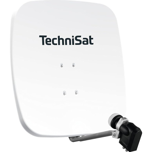 TechniSat SATMAN 65 PLUS Satelīta šķīvis 2 abonentiem (65 cm satelīta spogulis ar masta stiprinājumu un 40 mm universālo dubulto LNB), balts