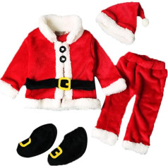 Geagodelia Santa Claus komplekts jaundzimušajam mazulim Unisex 4 gabalu garām piedurknēm T-krekls + bikses + cepure + apavi 0-3 gadi