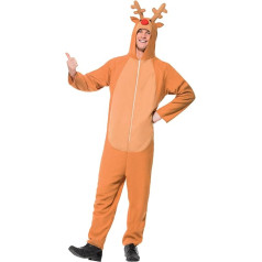 Smiffys, 26951 Unisex Reindeer Costume All-in-One with Hood Size L