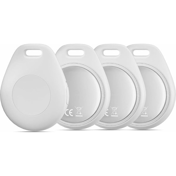 Atslēgu meklētājs, Smart Air Tracker Tag saderīgs ar Apple Kur ir? (tikai iOS, ne Android), atslēgu meklētājs atslēgām, bagāžai, čemodānam, makam, nomaināma baterija, IP67 ūdensnecaurlaidīgs, 4 vienību iepakojums