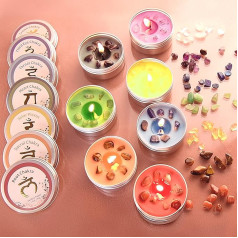 Inspireyes Chakra Candles Set of 7, Meditation Crystal Scented Candles Gift Set for Women, Spiritual Healing Candles to Promote Positive Energy, Yoga, Cleansing, Manifestation, Relaxation