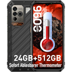 Ulefone Power Armor 18 Ultra āra mobilais tālrunis 24GB + 512GB 5G viedtālrunis 9600mAh akumulators / 66W, 108MP kamera 6,58 collu FHD+ ar tūlītēju termometra nolasīšanu, IP68K āra viedtālrunis Android 13 Dual