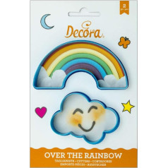 DECORA 0255077 Plastmasas cepumu izgriezēji varavīksne un mākonis, 2 gab., dažādi