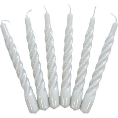 Candles with a Twist® Taper Candles Twisted Made in Italy 25 Colours Available Varnished Spiral Candles Long Burning Time 5 Hours, Candle Decoration, Pack of 6, 2.2 x 21 cm (Light Grey)