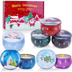 Christmas Candles Gifts for Women 6 Piece Candle Gift Set 2.5oz Natural Soy Wax Portable Travel Tin Gifts for Women Gifts for Mom Gift for Her