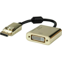 ROLINE Gold 4K DP-DVI adapteris, aktīvais, v1.2, DP ST - DVI BU, mazumtirdzniecības blistera iepakojums