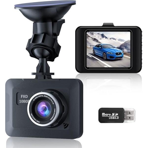 Automobiļa aizmugurējā skata kamera 1080P Full HD Dual Car Camera ar 170 platleņķa 2,4 collu LCD displeju, Super nakts redzamības, G-sensors, parkošanās monitors, WDR, ierakstīšana cilpā