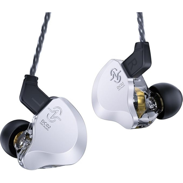 CCZ Solo HiFi In-Ear monitori austiņas 10 mm Dual Dynamic Driver IEM austiņas vadu austiņas ar OFC kabeli dziedātājiem un mūziķiem (sudraba krāsā, bez mikrofona)