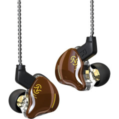 Keephifi CCZ kafijas pupiņu austiņas, 10 mm dubultās magnētiskās ķēdes DD In-Ear monitors tīrai skaņai ar noņemamu vadu austiņu komplektu HiFi Bass Game Sport (brūnas bez mikrofona)