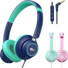 MEE audio KidJamz KJ45 bērnu austiņas ar skaļuma regulēšanas funkciju, mikrofonu, regulējamām austiņām uz ausīm ar 3,5 mm ligzdu, nesajaucamu kabeli mācībām tiešsaistē, skolai, ceļošanai un planšetdatoriem