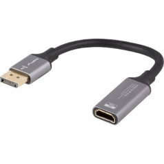 Displayport(m)- hdmi(f)8k adapteris uz 20 cm kabeļa sudraba krāsā