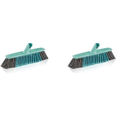 Leifheit Allround Xtra Clean 40 cm slota ar X-šķiedrām, birste ar plastmasas šķiedras sariem, slota ar slīpu roktura savienojumu, slotas galva bez roktura, slota ar klikšķu sistēmu (2 gab.)