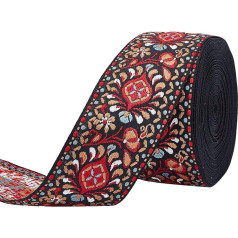FINGERINSPIRE 9 m 50 mm Vintage žakarda lenta melna sarkana izšūta austas lentes auduma apdares bārkstis DIY apģērbu aksesuāri rotājumi rotājumi Vīns sarkans brūns