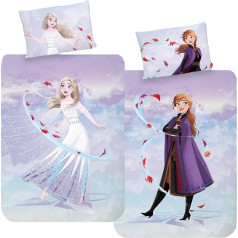 MTOnlinehandel Anna & Elsa bērnu gultasveļa 100 x 135 cm, mazā bērnu gultasveļa, 100% kokvilna, 1 x spilvendrāna 40 x 60 cm + sega 100 x 135 cm (Frozen)