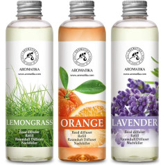 Uzpildes komplekts smaržu difuzoram Citronzāles, apelsīna un lavandas aromāts 600 ml - 3 x 200 ml - Uzpildes komplekts smaržu difuzoram - Niedru difuzora uzpilde - Telpu smaržas - Telpu aromāts - Difuzora uzpilde - Telpu smaržu difuzors