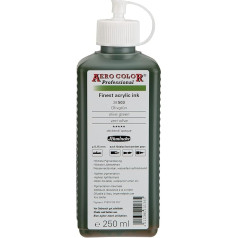 Schmincke - Aero Color® Professional, Olīvzaļa, 250 ml, 28 503 027, smalki šķidra, krāsnotspējīga akrila krāsa akrila krāsošanai ar akrila plakstiņu, aerogrāfam, jauktajiem medijiem