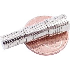 Brudazon 60 mini disku magnētu komplekts 6 x 1 mm + 7 x 1 mm + 8 x 1 mm N52 Visspēcīgākie neodīma magnēti Īpaši spēcīgs magnēts modeļu izgatavošanai Magnētiskais disks īpaši spēcīgs