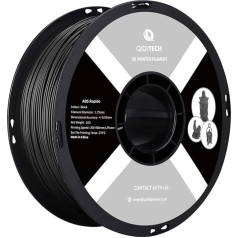 QIDI TECH ABS Rapido Filament 1,75 mm, 3D printeru filaments ABS 1 kg spole (2,2 lbs), piemērots ātrdarbīgai drukāšanai, 3D drukāšanas filaments piemērots vairumam FDM 3D printeru, ļoti izturīgs, melns