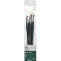 Winsor & Newton Winton 5990611 Otu komplekts eļļas krāsām, akrila krāsām un alkīda krāsām, 5 otu komplekts, apaļā ota Nr. 2, Nr. 6, plakana ota Nr. 6, plakana īsa ota Nr. 2, filca ota Nr. 4