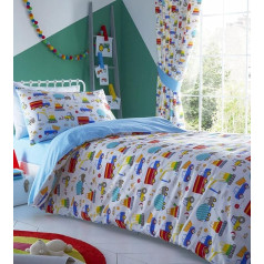 HOMEMAKER BEDDING ® Little Boys Digger Dump Trucks traktori celtņi gultas piederumi komplekti un aizkari Pieejams (gultas piederumi komplekts - toddler/cot)