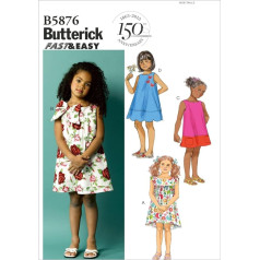 Butterick Patterns B5876 Izmērs CCB 1 - 2 - 3 - 4 Mazuļu - bērnu kleita, balta