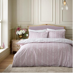 Catherine Lansfield Bridgerton Bridgerton Regency Stripe Reversible Duvet Cover Set with Pillow Case, Pink, Single