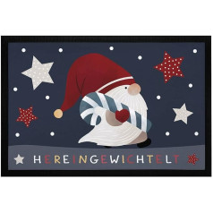 MoonWorks® Durvju paklājs Ziemassvētku rūķis Svarus ziemas motīvs Zvaigznes rūķi rūķi Neslīdošs un mazgājams melns 60 x 40 cm