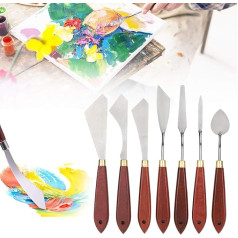 7 Pieces/Set Painting Knife Set Stainless Steel Spatula Painting Tools Oil Painting Mixing Scraper for Artists Oil Painting/Oil/Acrylic/Crafts