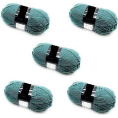 5 x 100 g Cygnet tumši zaļas dubultās adāmās vilnas bumbiņas - Juniper.