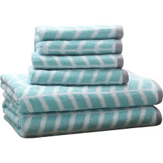 Intelligent Design - Nadia Quick Dry Premium Absorbent Chevron kokvilnas dvieļu komplekts vannai/vannai - īpaši mīksts vannas istabas dvieļu komplekts - Teal - 6 daļu komplekts, ieskaitot 2 dušas dvieļus 4 roku dvieļus