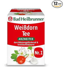 Bad Heilbrunner Hawthorn Tea - Ārstnieciskā tēja filtrēšanas maisiņā - Tradicionālais sirds stiprinātājs - veicina asinsriti un asinsriti (12 x 8 filtrēšanas maisiņi)