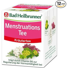 Bad Heilbrunner Menstruālā tēja - zāļu tēja filtrēšanas maisiņā - Sieviešu tēja, pelašķis, pelašķa sakne - ar B6 vitamīnu - atbalsta menstruāciju un hormonu līdzsvaru (12 x 8 filtrēšanas maisiņi)