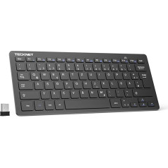 TeckNet X 315 īpaši plāna bezvadu mini tastatūra (QWERTZ, 2,4 GHz, 84 taustiņi), melna