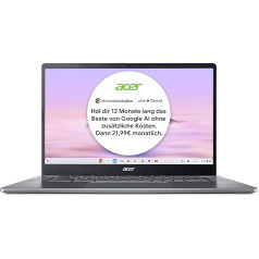 Acer Chromebook Plus 515 (CB515-2H-30CZ) klēpjdators | 15,6 collu FHD displejs | Intel Core i3-1215U | 8 GB RAM | 128 GB SSD | Intel UHD Graphics | Google ChromeOS | AI funkcijas | Pelēks