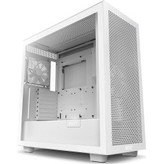 NZXT H7 Flow - CM-H71FW-01 - ATX Mid-Tower spēļu datora korpuss - USB-C pieslēgvieta priekšpusē - Priekšējais tīklveida un rūdīta stikla sānu panelis - Gatavs ūdens dzesēšanai - Balts