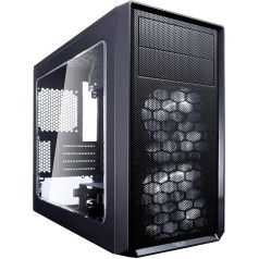 Fractal Design FD-CA-FOCUS-MINI-BK-W Focus G Mini priekšējais datora korpuss ar logu, USB 3.0/2.0 un audio ligzdām - melns