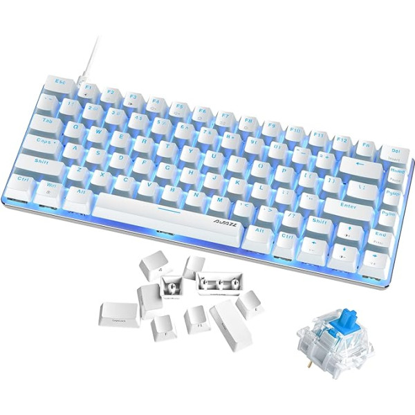 AK33 Ultra Compact Mini USB spēļu tastatūra 75% Wired LED Backlit papildu sānu gravēti taustiņi birojam/PC/Mac spēlētājiem, QWERTY izkārtojums rakstītājiem