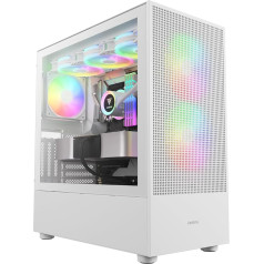 GAMDIAS Talos M3 Mesh ATX Gaming Midi-Tower PC korpuss, 3 x 120 mm ARGB PWM ventilatori ar ventilatoru centru, augstas gaisa plūsmas sieta priekšējais panelis, bez instrumentu uzstādīšanas, rūdīta stikla sānu panelis, balts