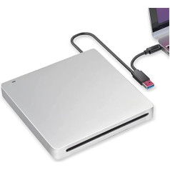 KuWFi ārējais DVD disks USB 3.0 C tipa ierakstīšanas atskaņotājs Slim Portable CD/DVD ROM Superdrive +/- RW Writer/CD Burner ārējais galddatora portatīvajam datoram Atbalsta Windows 7/8/10/XP Mac OS