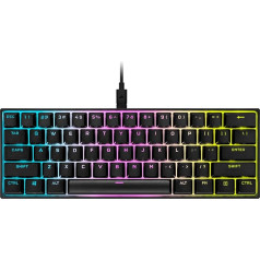 Corsair K65 RGB Mini 60% vadu mehāniskā spēļu tastatūra Cherry MX slēdzis, sarkans PBT Double Shot, saderīga ar iCUE, QWERTY ES - PC, Mac, Xbox, Black