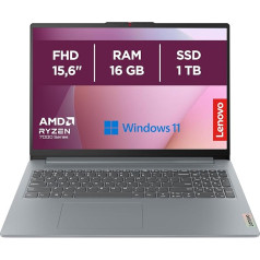 Lenovo IdeaPad Slim 3 Notebook 15.6 inch FHD (1920 x 1080), AMD Ryzen 7 7730U, 16GB RAM, 1TB SSD, Integrated Graphics, Windows 11 Home, WiFi 6 - Arctic Grey, Amazon Exclusive