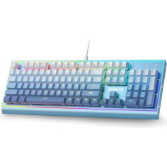 Redragon K654 RGB spēļu tastatūra, 104 taustiņi, vadu mehāniskā tastatūra ar alumīnija rāmi, atjaunināta Hot Swap slēdžu bāze, sarkani slēdži, zils gradients