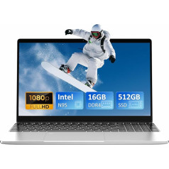 Auusda klēpjdators ar 16 GB DDR4, 512 GB NVMe SSD, 15,6 collu FHD IPS LCD, N95 līdz 3,4 GHz ar pirkstu nospiedumu atbloķēšanu, dzesēšanas ventilatoru, interneta kameru, diviem skaļruņiem, Mini HDMI, USB-A x 2, paredzēts spēlētāju piezīmjdato