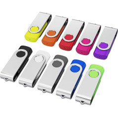 WOOOLKEN USB atmintinė 32 GB, 10 vnt., 2.0 atminties lazdelių, pasukama duomenų saugykla, metalinės atminties lazdelės, blykstės, USB atmintinės, 10 vnt. (10 spalvų)