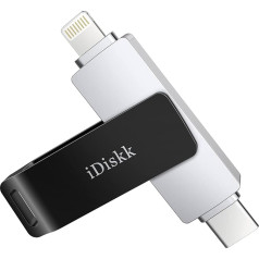 iDiskk 128 GB 2-in-1 2-in-1 Type-C to Lightning iPhone Photo Stick, MFi sertificēta USB iPad zibatmiņa, iPhone atmiņa, darbojas ar USB-C mobilajiem tālruņiem, iPhone USB zibatmiņa, paredzēta iPhone/iPad, Mac un datoriem