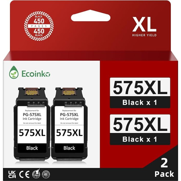 PG-575XL melnā krāsā, saderīgs ar Canon 575, PG 575 printeru kasetnes Canon Pixma TS3550i, Canon Pixma TS3551i, TS3750i, Canon Pixma TR4750i, Pixma TR4751i (2