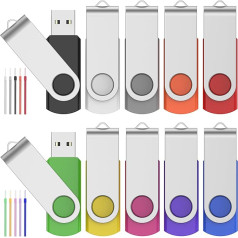 USB zibatmiņas 4 GB - zibatmiņas diskdziņi 10 dažādu krāsu iepakojumā Memory Stick 4 GB Foldable PenDrive Metal Flash Drive Krāsains USB 2.0 atmiņas disks ar virvi reklāmas dāvanām - FEBNISCTE